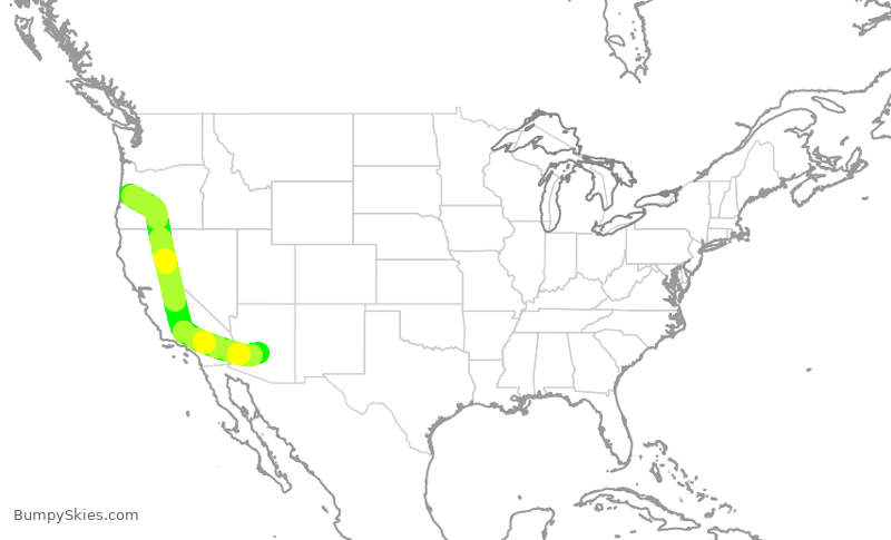Turbulence forecast map for ENY3747, EUG to PHX