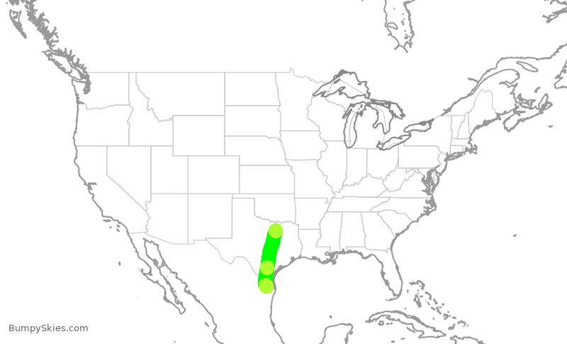 Turbulence forecast map for ENY3753, DFW to MFE