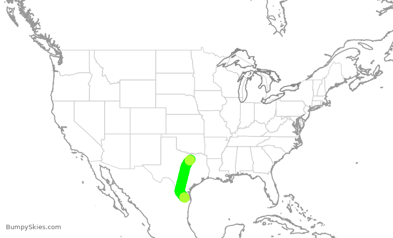 Turbulence forecast map for ENY3753, MFE to DFW