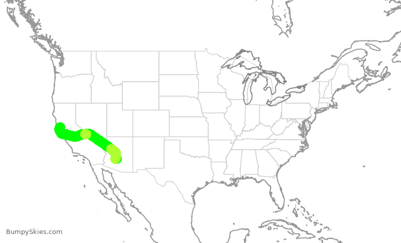 Turbulence forecast map for ENY3757, STS to PHX