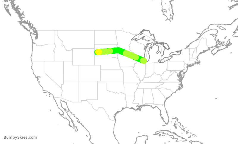 Turbulence forecast map for ENY3767, RAP to ORD