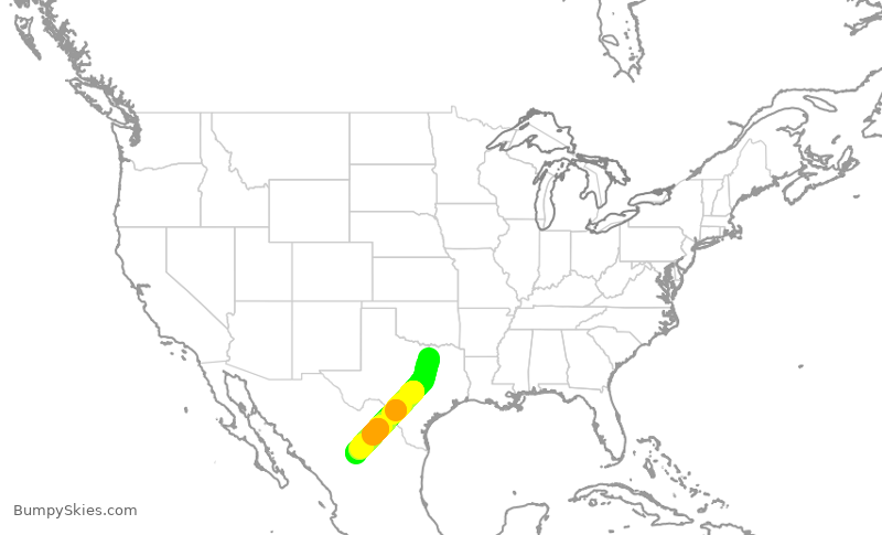 Turbulence forecast map for ENY3776, DFW to TRC