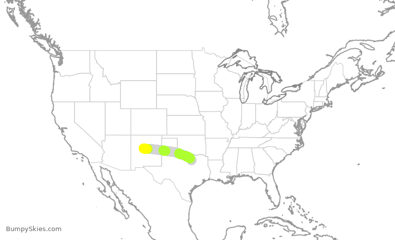 Turbulence forecast map for ENY3777, ABQ to DFW