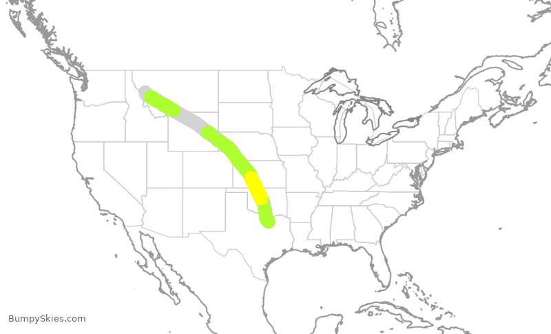 Turbulence forecast map for ENY3779, DFW to MSO