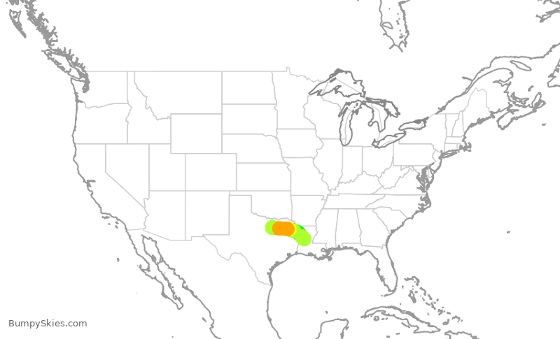 Turbulence forecast map for ENY3780, DFW to AEX
