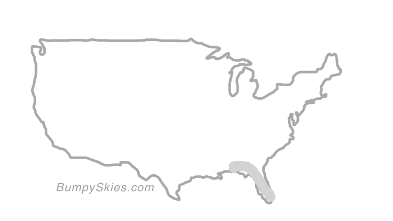 Map of continental US with illustrated flight path and turbulence forecast (described in text below)