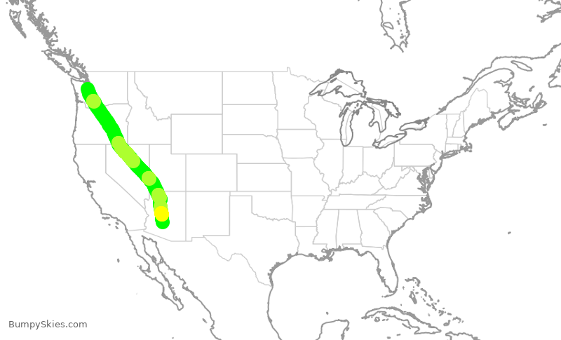 Turbulence forecast map for ENY3793, SEA to PHX