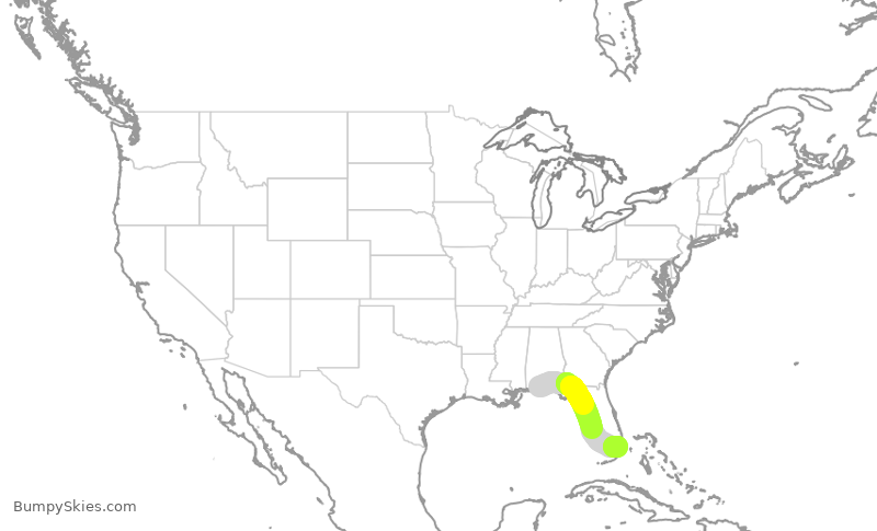 Turbulence forecast map for ENY3794, PNS to MIA