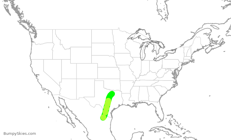 Turbulence forecast map for ENY3801, MTY to DFW