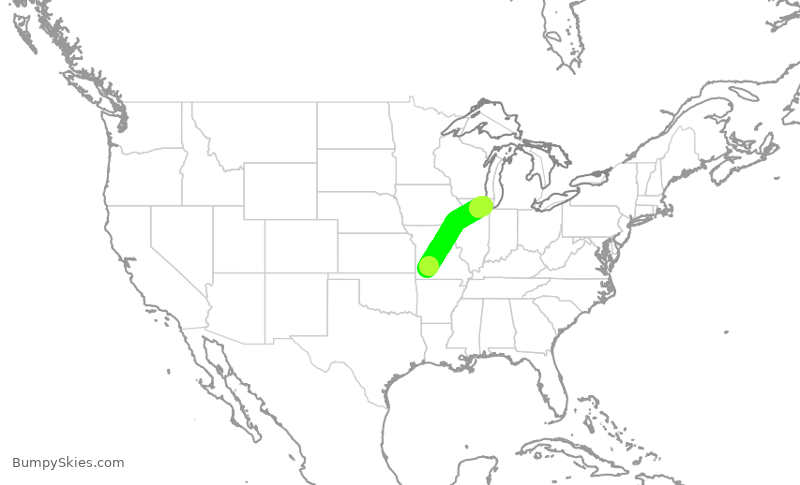 Turbulence forecast map for ENY3802, SGF to ORD