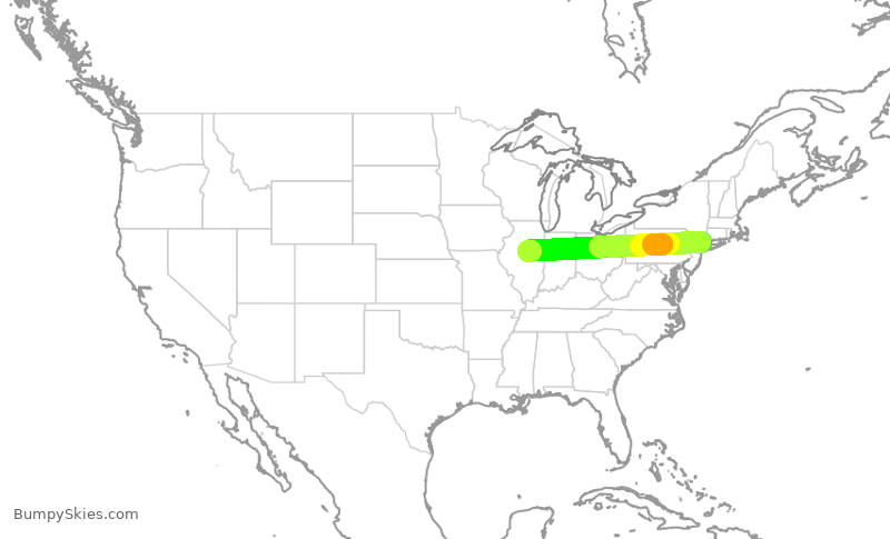 Turbulence forecast map for ENY3808, HPN to BMI