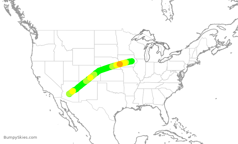 Turbulence forecast map for ENY3809, CID to PHX