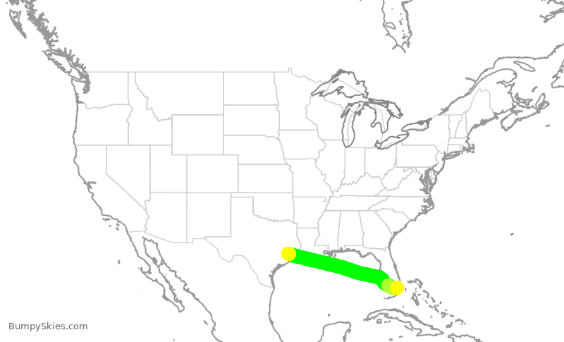 Turbulence forecast map for ENY3814, IAH to MIA
