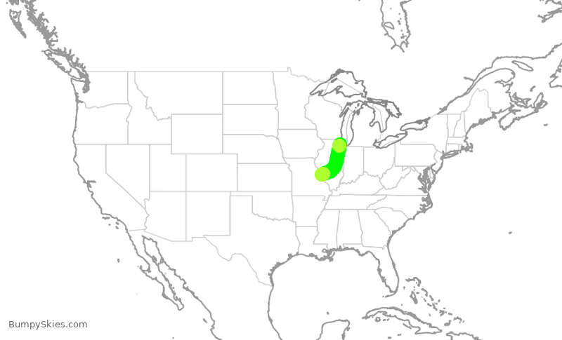 Turbulence forecast map for ENY3815, ORD to STL