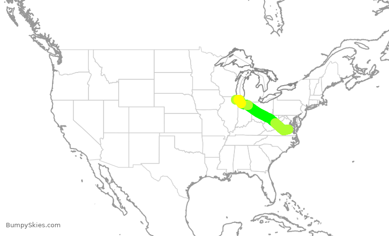 Turbulence forecast map for ENY3817, RIC to ORD