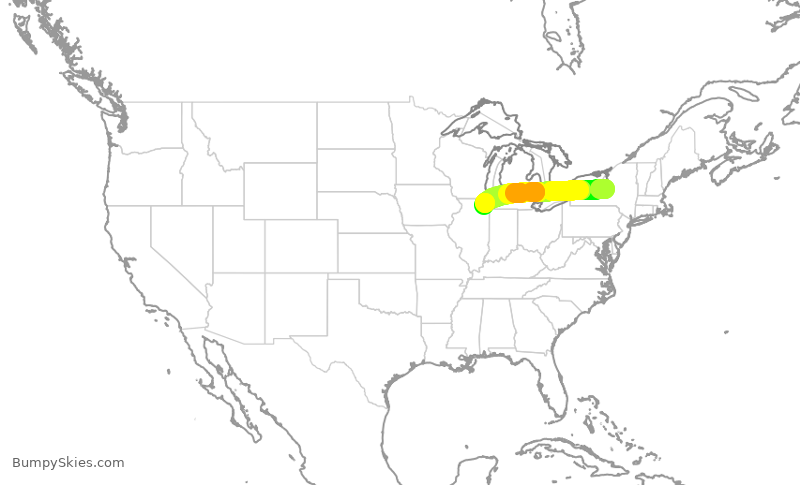 Turbulence forecast map for ENY3819, SYR to ORD