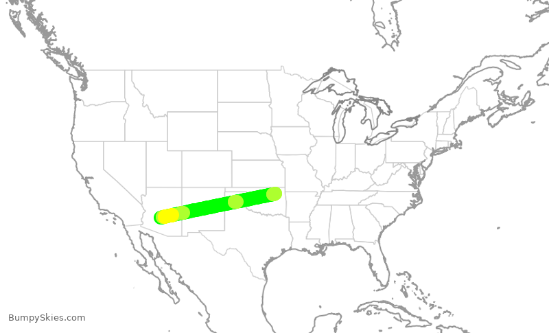 Turbulence forecast map for ENY3826, PHX to TUL