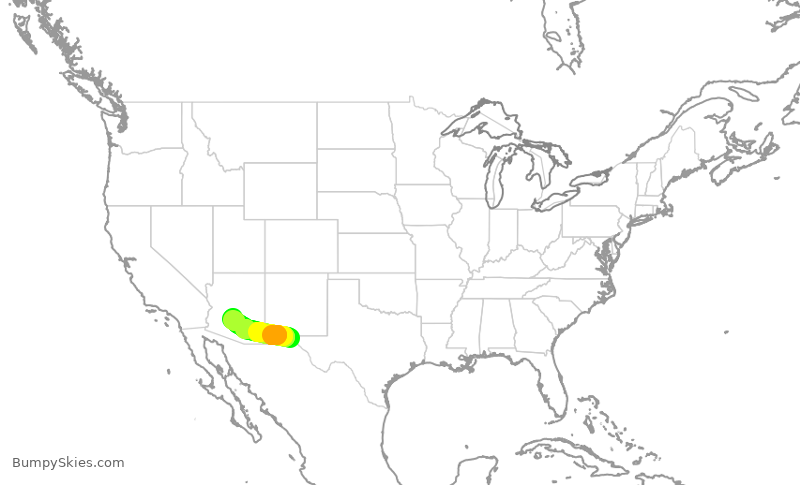 Turbulence forecast map for ENY3835, ELP to PHX