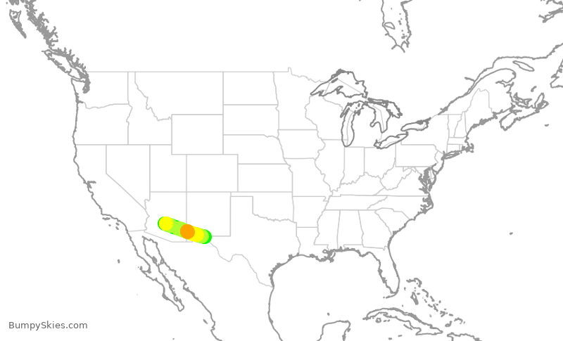 Turbulence forecast map for ENY3835, PHX to ELP
