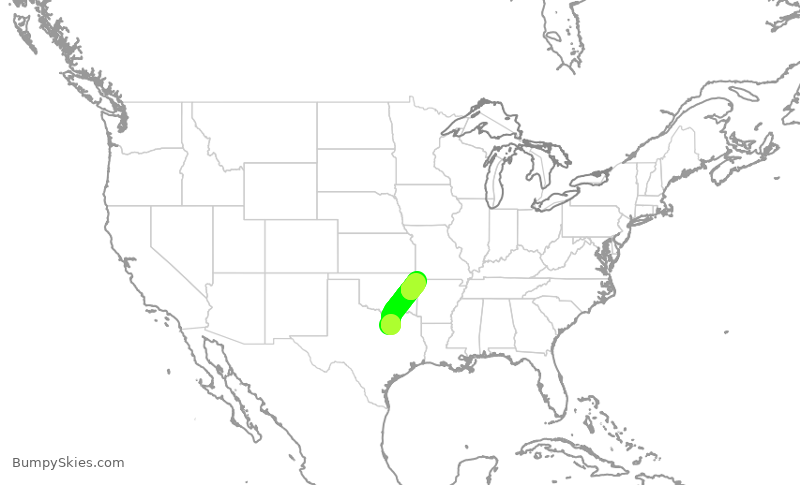 Turbulence forecast map for ENY3840, DFW to XNA