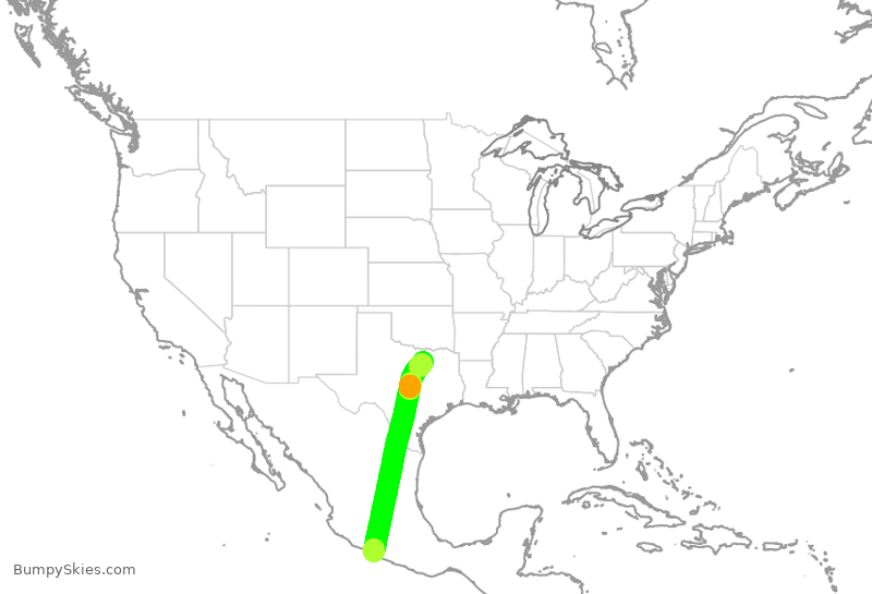 Turbulence forecast map for ENY3850, ZIH to DFW