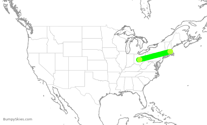 Turbulence forecast map for ENY3857, BOS to CMH