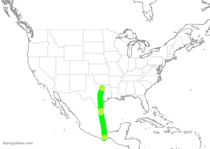 Turbulence forecast map for ENY3859, DFW to HUX