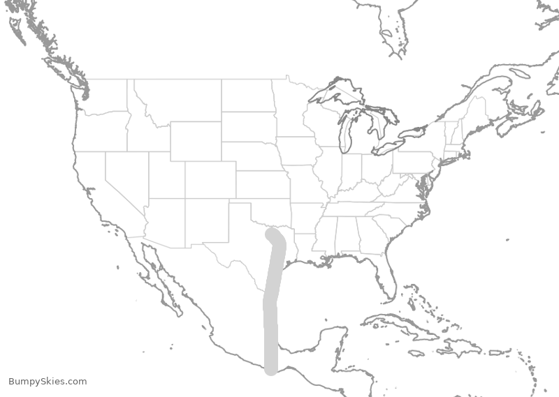 Turbulence forecast map for ENY3860, PXM to DFW