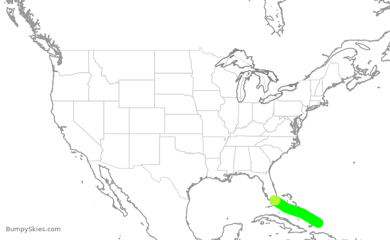 Turbulence forecast map for ENY3861, XSC to MIA
