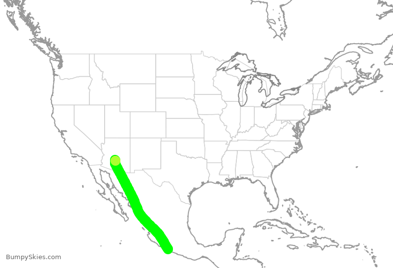Turbulence forecast map for ENY3865, PHX to ZIH