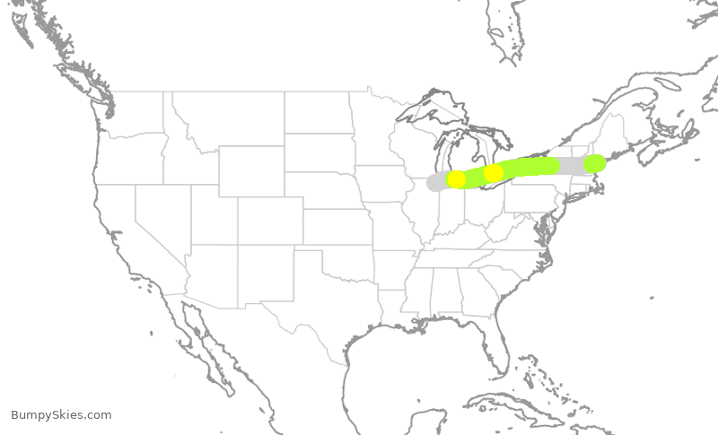 Turbulence forecast map for ENY3869, ORD to PWM