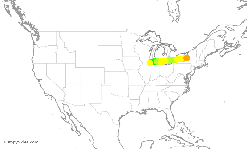 Turbulence forecast map for ENY3874, ORD to SYR