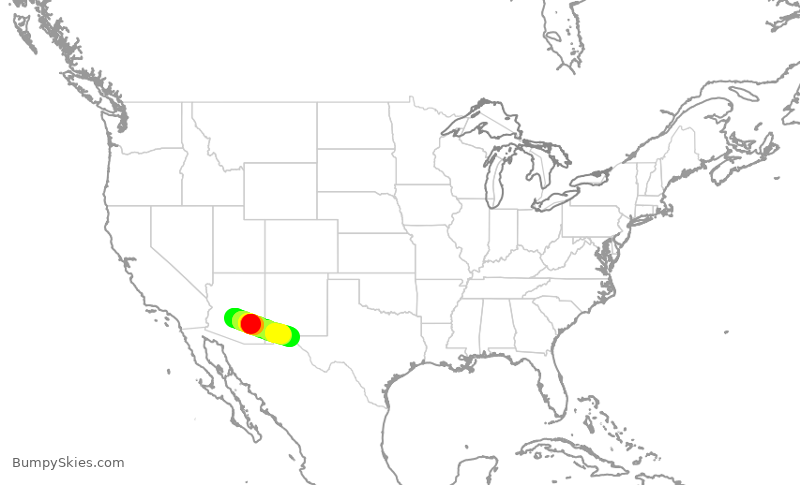 Turbulence forecast map for ENY3874, PHX to ELP