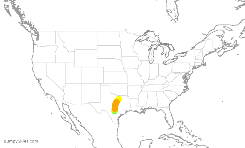 Turbulence forecast map for ENY3878, SAT to DFW
