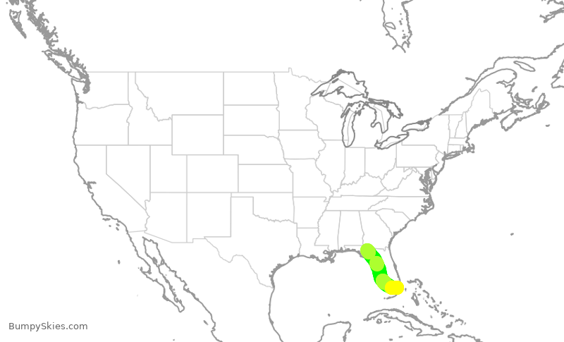 Turbulence forecast map for ENY3878, TLH to MIA