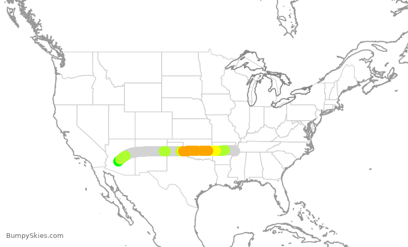 Turbulence forecast map for ENY3879, MEM to PHX