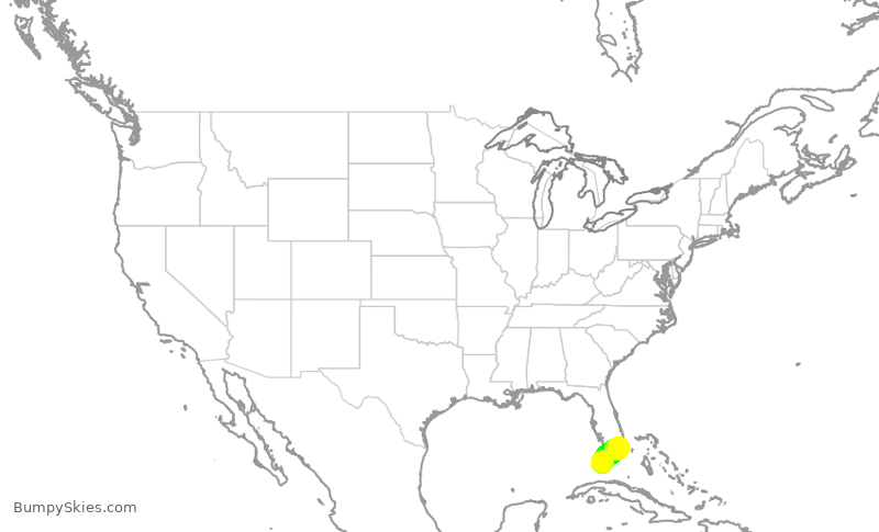 Turbulence forecast map for ENY3895, EYW to MIA
