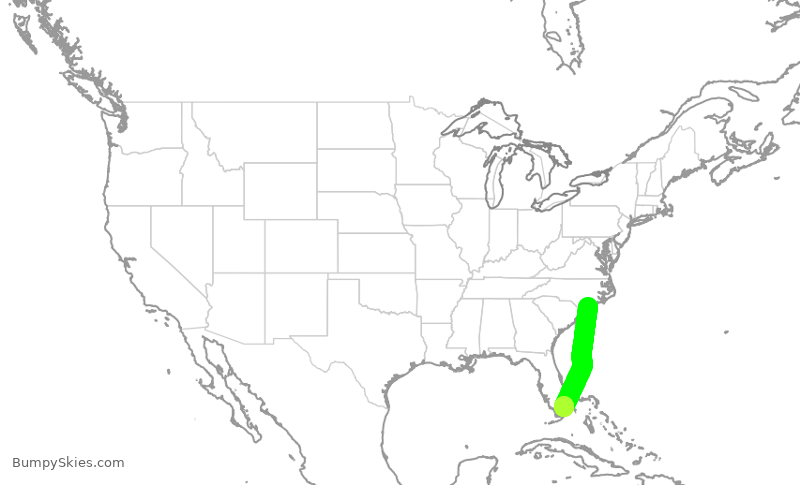 Turbulence forecast map for ENY3897, MIA to ILM