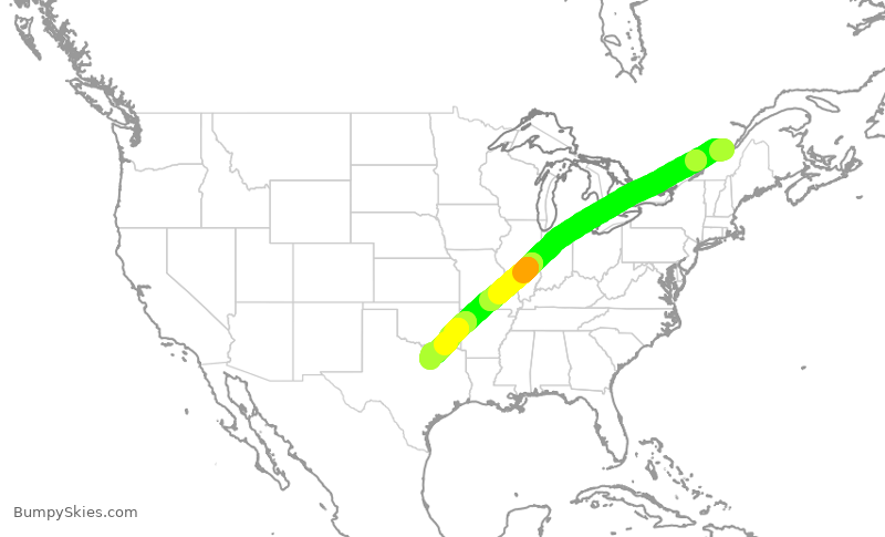 Turbulence forecast map for ENY3905, YQB to DFW