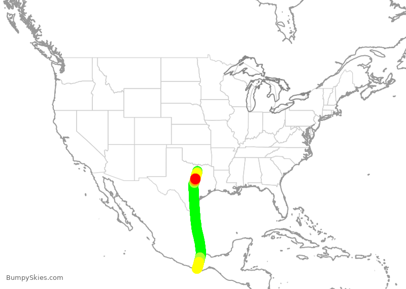 Turbulence forecast map for ENY3913, DFW to MPS