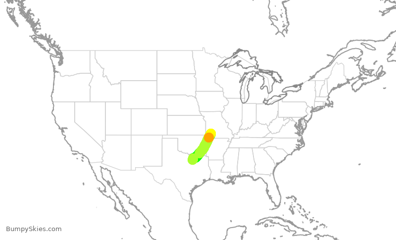 Turbulence forecast map for ENY3913, SGF to DFW