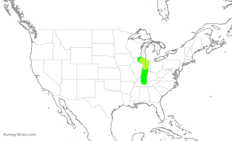 Turbulence forecast map for ENY3922, BNA to ORD
