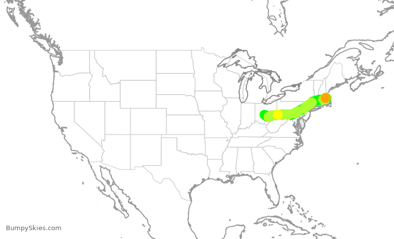 Turbulence forecast map for ENY3922, BOS to CMH