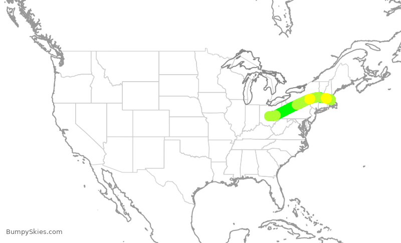 Turbulence forecast map for ENY3922, CMH to BOS