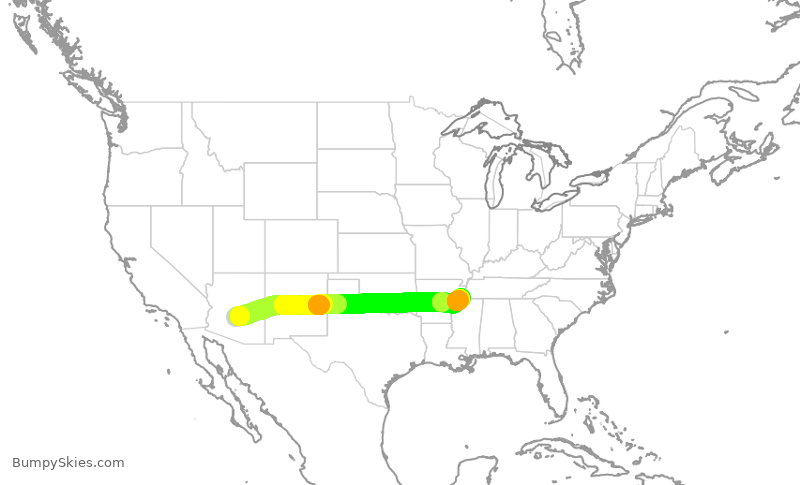 Turbulence forecast map for ENY3923, PHX to MEM