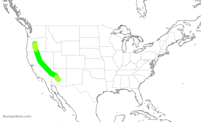 Turbulence forecast map for ENY3929, PHX to RDM