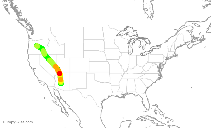 Turbulence forecast map for ENY3929, RDM to PHX