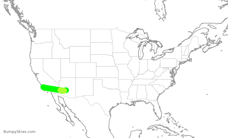 Turbulence forecast map for ENY3931, SBA to PHX