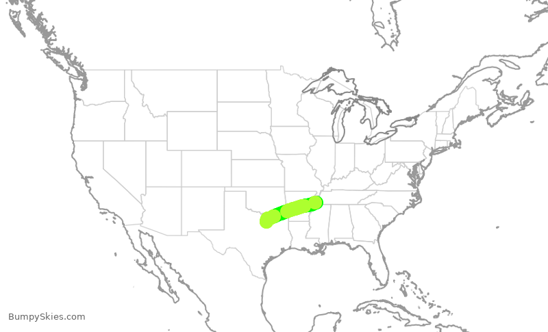 Turbulence forecast map for ENY3932, MEM to DFW