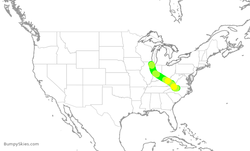 Turbulence forecast map for ENY3932, ORD to GSO